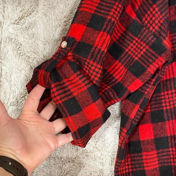 White Birch Plus Size Button Up Shacket Top Buffalo Plaid Red Black Size 3X - Picture 6 of 10